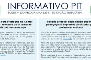 INFORMATIVO PIT - BOLETIM DO PROGRAMA DE INTEGRAÇÃO TRIBUTÁRIA