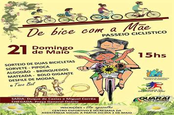 PASSEIO CICLÍSTICO DAS MÃES E LANÇAMENTO DA CAMPANHA DO AGASALHO NESTE DOMINGO