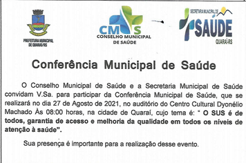 Convite Conselho Municipal de Saúde.