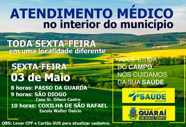 ATENÇÃO PARA O ATENDIMENTO DO SAÚDE NO CAMPO