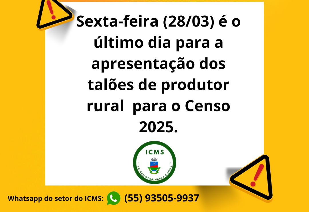 ATENÇÃO, PRODUTORES RURAIS!
