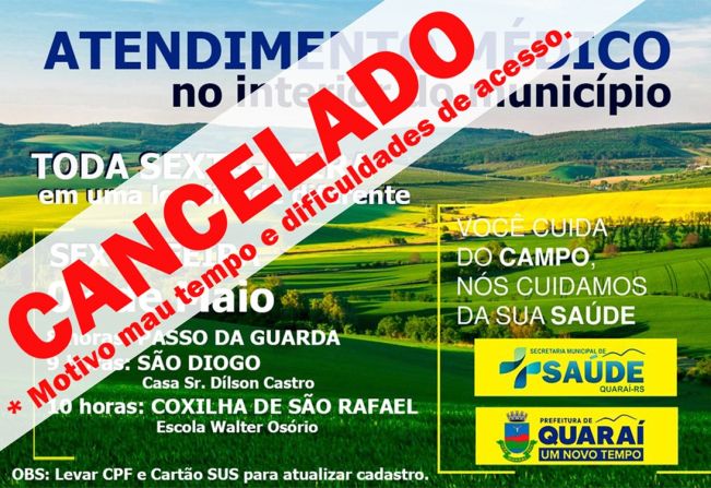 CANCELADO -  SAÚDE NO CAMPO