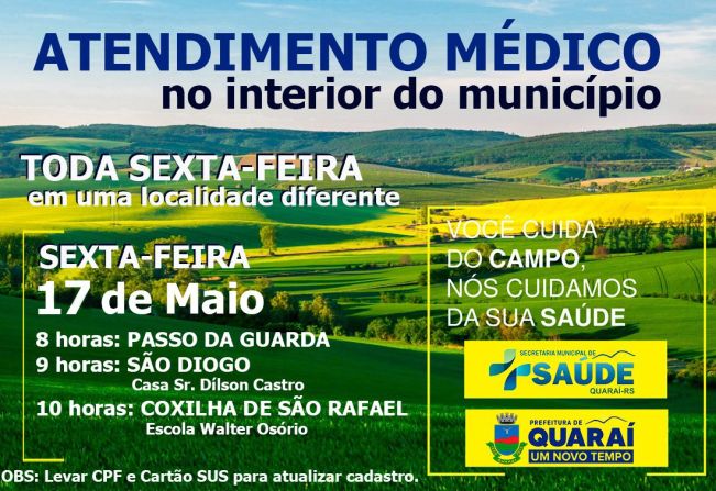 Atendimento no interior do município.