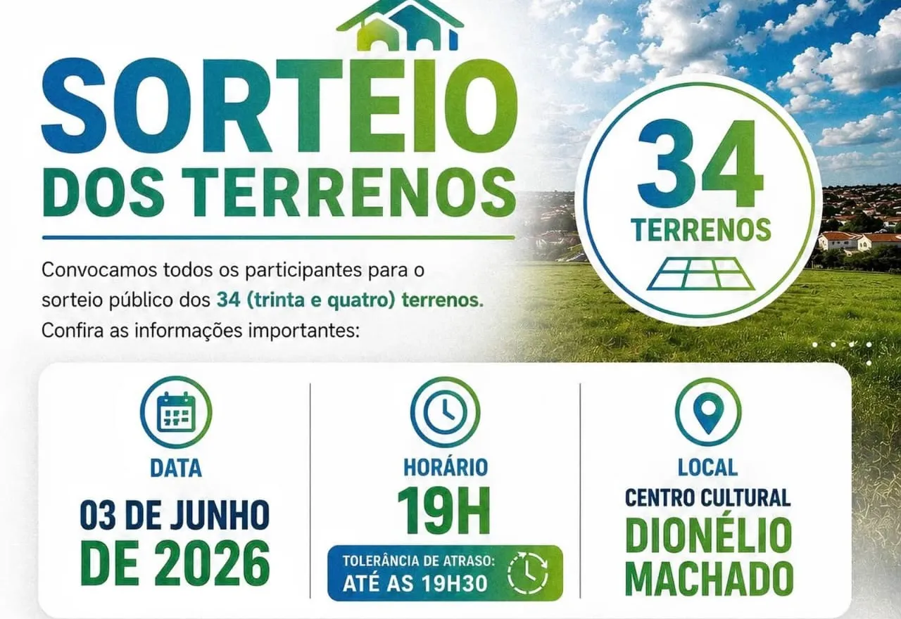 CONVOCAÇÃO PARA O SORTEIO DOS TERRENOS